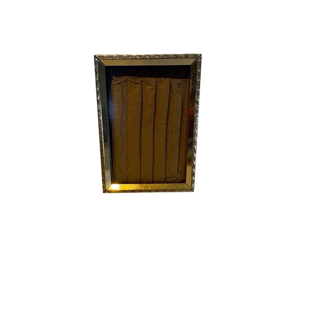 Vintage Gold Tone Embossed Metal Picture Frame Small 3x4 Tabletop Display‎